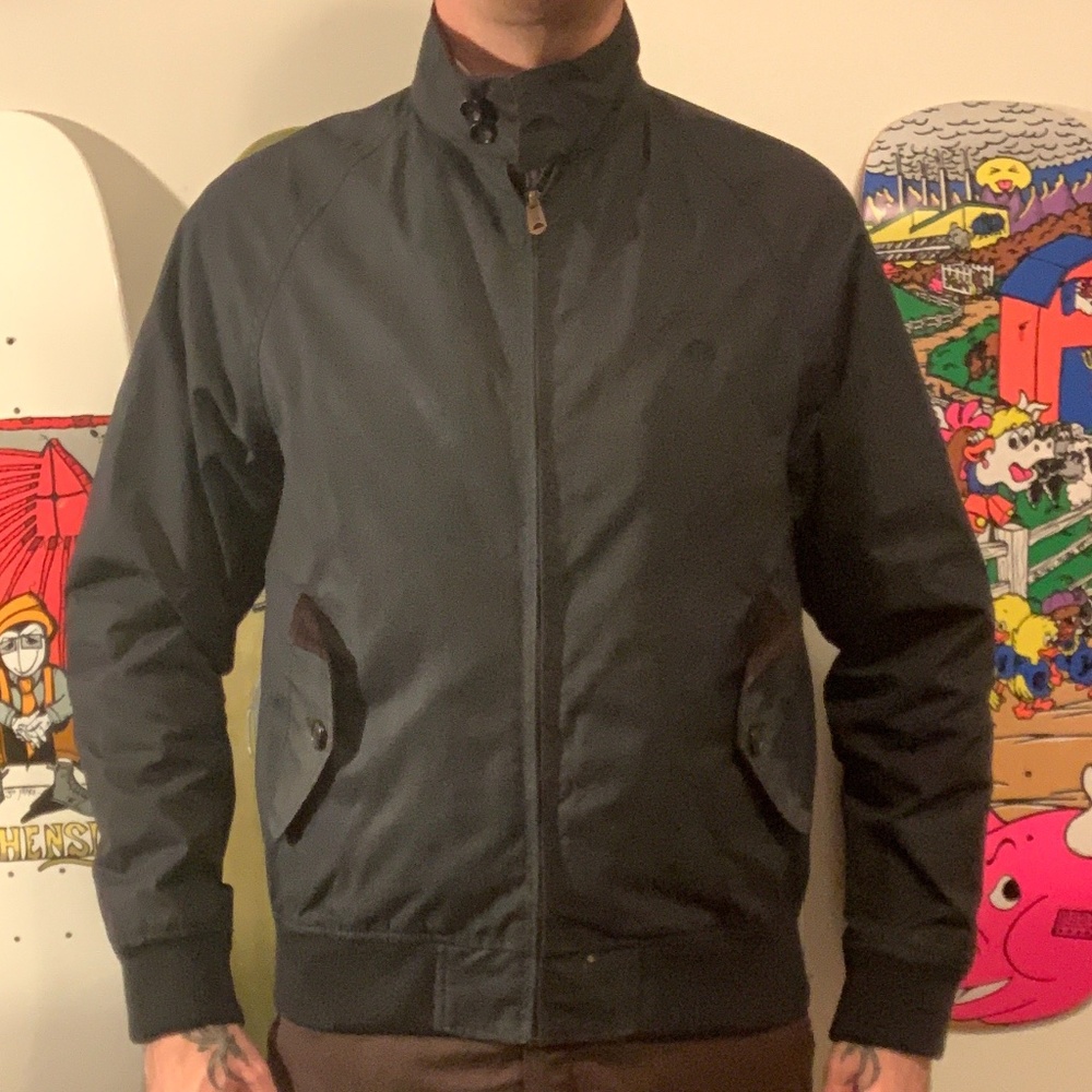 Ben Sherman waxed finish navy harrington jacket